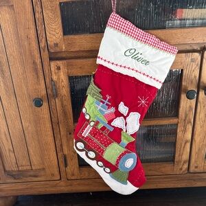 ❤️ Personalized Pottery Barn Kids Christmas Stocking with Train - “Oliver”